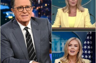 “‘WHY ARE YOU LAUGHING? WE’RE NOT DONE YET’ — STEPHEN COLBERT TEASES KAROLINE LEAVITT LIVE ON AIR, BUT HER CHILLING RESPONSE LEAVES HIM AT A LOSS FOR WORDS!”